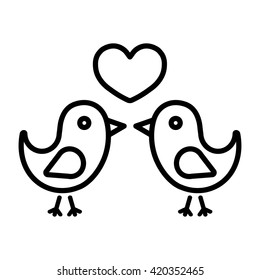 Love Birds Couple Heart Valentine Thin Line Icon