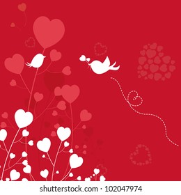 love birds dating in the woods, design element, vector illustration