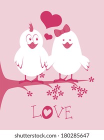 love birds design over pink background vector illustration  