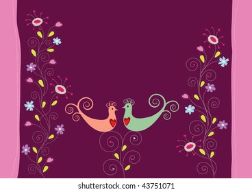Love birds and flowers