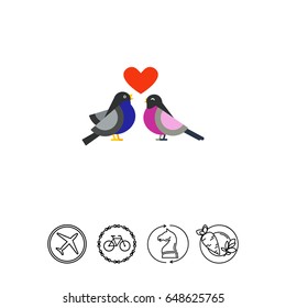 Love birds with heart vector icon