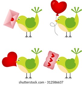 Love Birds With Hearts