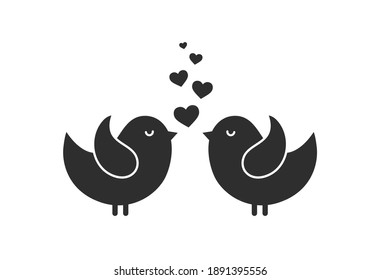 Love Birds Icon. Couple In Love Symbol. Valentines Day Design Element. Isolated Vector Image In Flat Style