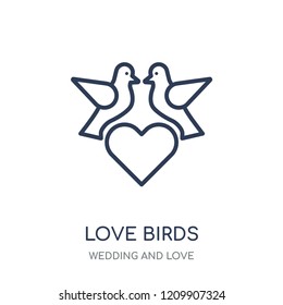 Love Birds icon. Love Birds linear symbol design from Wedding and love collection. Simple outline element vector illustration on white background.