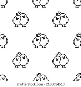 Love Birds Icon Pattern. Seamless Love Birds Pattern On White Background.