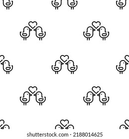 Love Birds Icon Pattern. Seamless Love Birds Pattern On White Background.