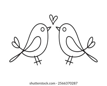 Love birds icon vector illustration on white background. Valentine's Day or romantic themed designs.