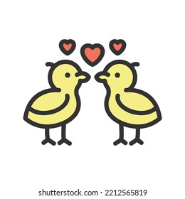 Love Birds Icon Vector Image. Can Also Be Used For Physical Fitness. Suitable For Mobile Apps, Web Apps And Print Media.