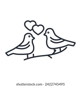 Love birds icon. vector.Editable stroke.linear style sign for use web design,logo.Symbol illustration.