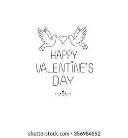 Love Birds - Illustration. Bird, Heart Shape, Two Animals, Doodle, Friendship