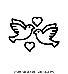 Love Birds line icon, vector, pixel perfect, illustrator file