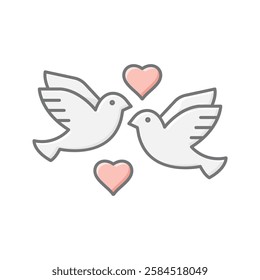 Love Birds lineal color icon, vector, pixel perfect, illustrator file