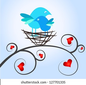 love birds in the nest to Valentines Day