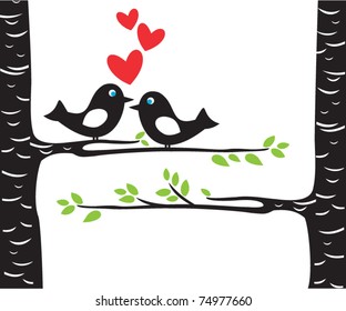 Love birds on tree