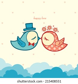 Love birds over the clouds.