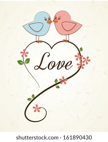 love birds over pink background vector illustration