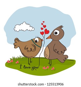 love birds, romantic illustration in vector format