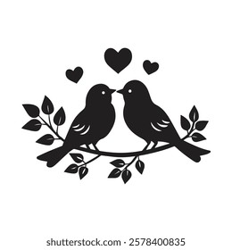 Love Birds Silhouette Stock Vectors and Vector Art