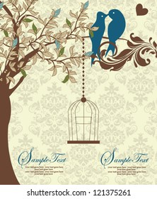 Love Birds Sitting In A Tree Wedding Invitation