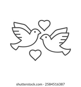 Love Birds thinline icon, vector, pixel perfect, illustrator file