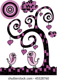 Love birds under the tree of love