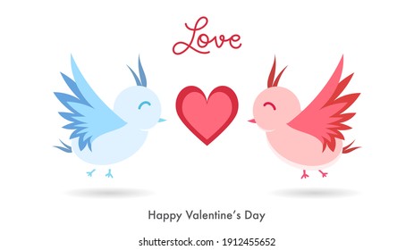 Love birds in Valentine's Day isolated on white background  , Illustration Vector EPS 10 