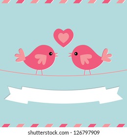 Love birds Valentine's Day vector card
