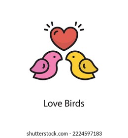 Love Birds Vector Filled Outline Icon Design illustration. Love Symbol on White background EPS 10 File