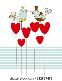 Ilustración vectorial de aves de amor