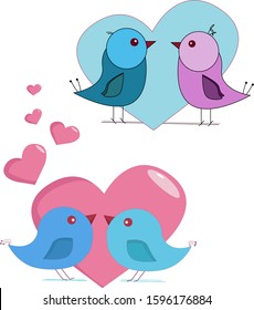 love birds vector illustration. valentine day love beautiful card with set cute love couple birds