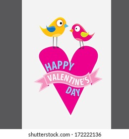 love birds vector illustration. valentine day love beautiful card with cute love couple birds