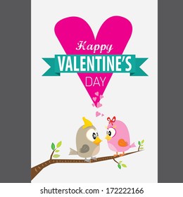 love birds vector illustration. valentine day love beautiful card with cute love couple birds