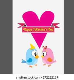 love birds vector illustration. valentine day love beautiful card with cute love couple birds