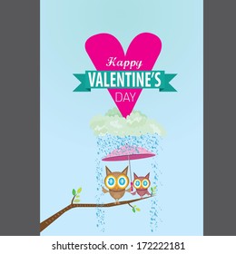 love birds vector illustration. valentine day love beautiful card with cute love couple birds