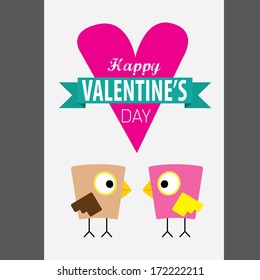 love birds vector illustration. valentine day love beautiful card with cute love couple birds