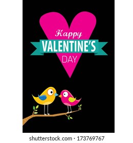 love birds vector illustration. valentine day love beautiful card with cute love couple birds