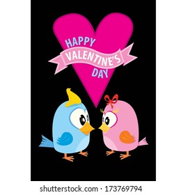 love birds vector illustration. valentine day love beautiful card with cute love couple birds