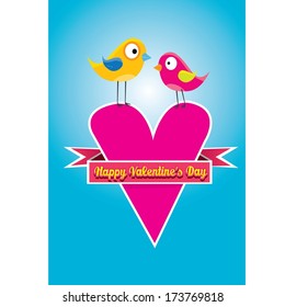 love birds vector illustration. valentine day love beautiful card with cute love couple birds