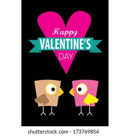 love birds vector illustration. valentine day love beautiful card with cute love couple birds