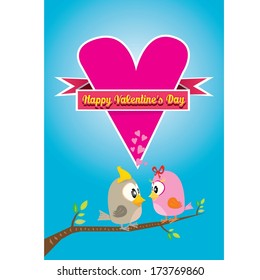 love birds vector illustration. valentine day love beautiful card with cute love couple birds
