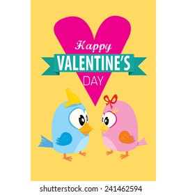 love birds vector illustration. valentine day love beautiful card with cute love couple birds