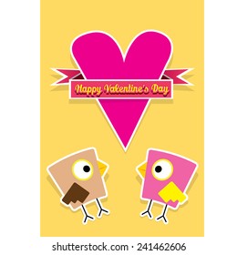 love birds vector illustration. valentine day love beautiful card with cute love couple birds