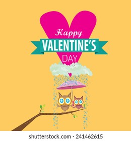 love birds vector illustration. valentine day love beautiful card with cute love couple birds