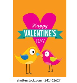 love birds vector illustration. valentine day love beautiful card with cute love couple birds