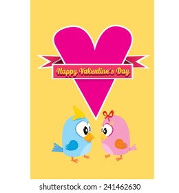 love birds vector illustration. valentine day love beautiful card with cute love couple birds