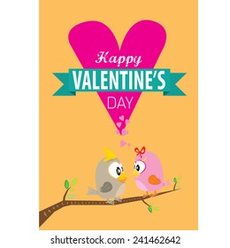 love birds vector illustration. valentine day love beautiful card with cute love couple birds