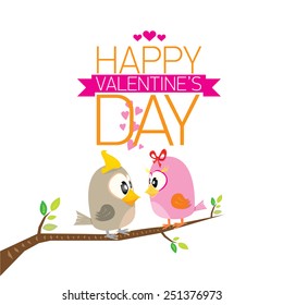 love birds vector illustration. valentine day love beautiful card with cute love couple birds