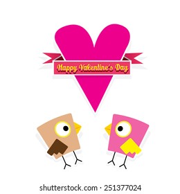 love birds vector illustration. valentine day love beautiful card with cute love couple birds