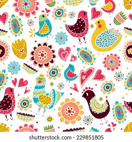 Love birds. Vector seamless pattern.