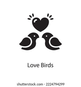 Love Birds Vector Solid Icon Design illustration. Love Symbol on White background EPS 10 File